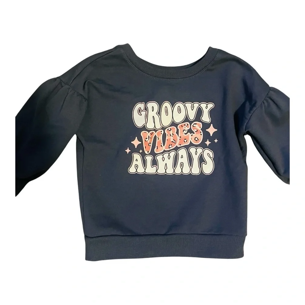 Garanimals French Terry graphic sweatshirt top slate gray Girls 12 Months